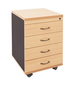 Pedestal Mobile 4 x Box Drawers Lockable Beech Ironstone