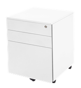 Pedestal Metal Mobile 3 Drawers 1 x File  2 Box Drawers White Satin