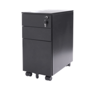 Pedestal Slimline Mobile 3 Drawer 1 x File Drawer  2 Box Drawers Black
