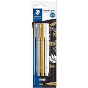 Staedtler 83233 Metallic Pen White Gold Silver Pack 3