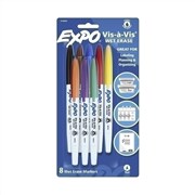 Expo Vis A Vis Wet Erase Whiteboard Marker Fine Bullet Assorted Wallet 8 2134345A