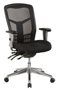 Oyster 1M Medium Mesh Back Chair With Height Adjustable Arms  Back 3 Lever  Chrome Base Black Fabric