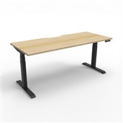 Boost Plus Single Sided Workstation 1800mm x 750mm  Black Frame with Natural Oak Top