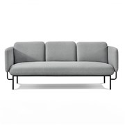 Capri 3  Seater Lounge Chair 4 Leg Black Frame  Light Grey Fabric