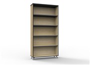 Bookcase Infinity 1800mm H x 900mm W x 315mm D with 3 Shelves Black Edging Polished Aluminium Legs Natural Oak