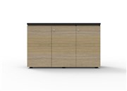 Deluxe Infinity Swing 3 Door Cupboard 1200mm W x 450mm D x 730mm H with Black Edging Natural Oak