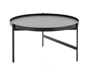 Nido Coffee Table Black Melamine Top with Black Frame 800mm Diameter