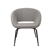 Opal Single Seat Tub Chair 4 Leg Black Base Light Grey Fabric