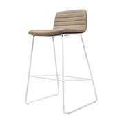 Pixel Bench Height  Stool Black Sled Base Seat Covered Almond PU