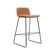 Pixel Bench Height  Stool Black Sled Base Seat Covered Amber PU
