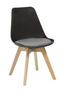 Virgo Visitor Chair Oak Timber Leg Polypropylene Black Shell Grey Seat Pad