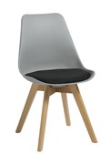 Virgo Visitor Chair Oak Timber Leg Polypropylene Grey Shell Black Seat Pad