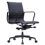 Volt Boardroom Chair with fixed Black Arms  Black Base Knee Tilt Mechanism Adjustable Seat  Back Angle in Black PU